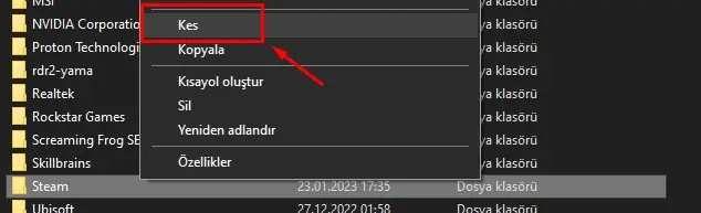 Steam'in kurulu olduğu kesin