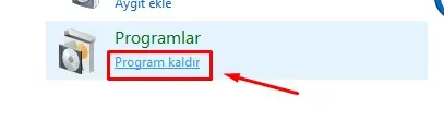 Programı kaldır seçeneğine tıklayın