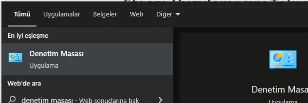 Denetim masasını aç