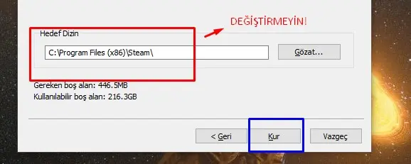 Steam uygulamasını yükle