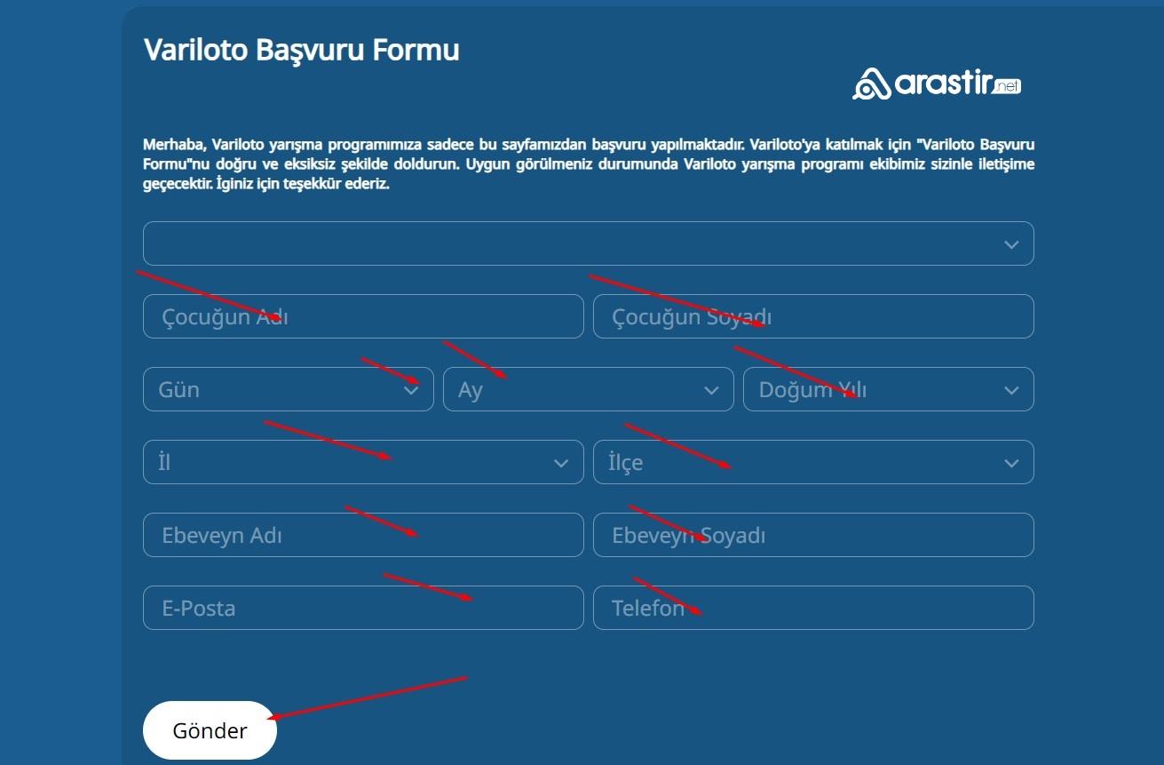 TRT Çocuk Variloto Başvuru Formu Doldurma
