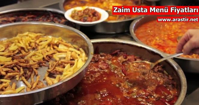 Zaim Usta menü fiyatları