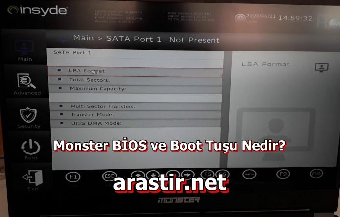Monster BİOS ve Boot Tuşu Nedir?